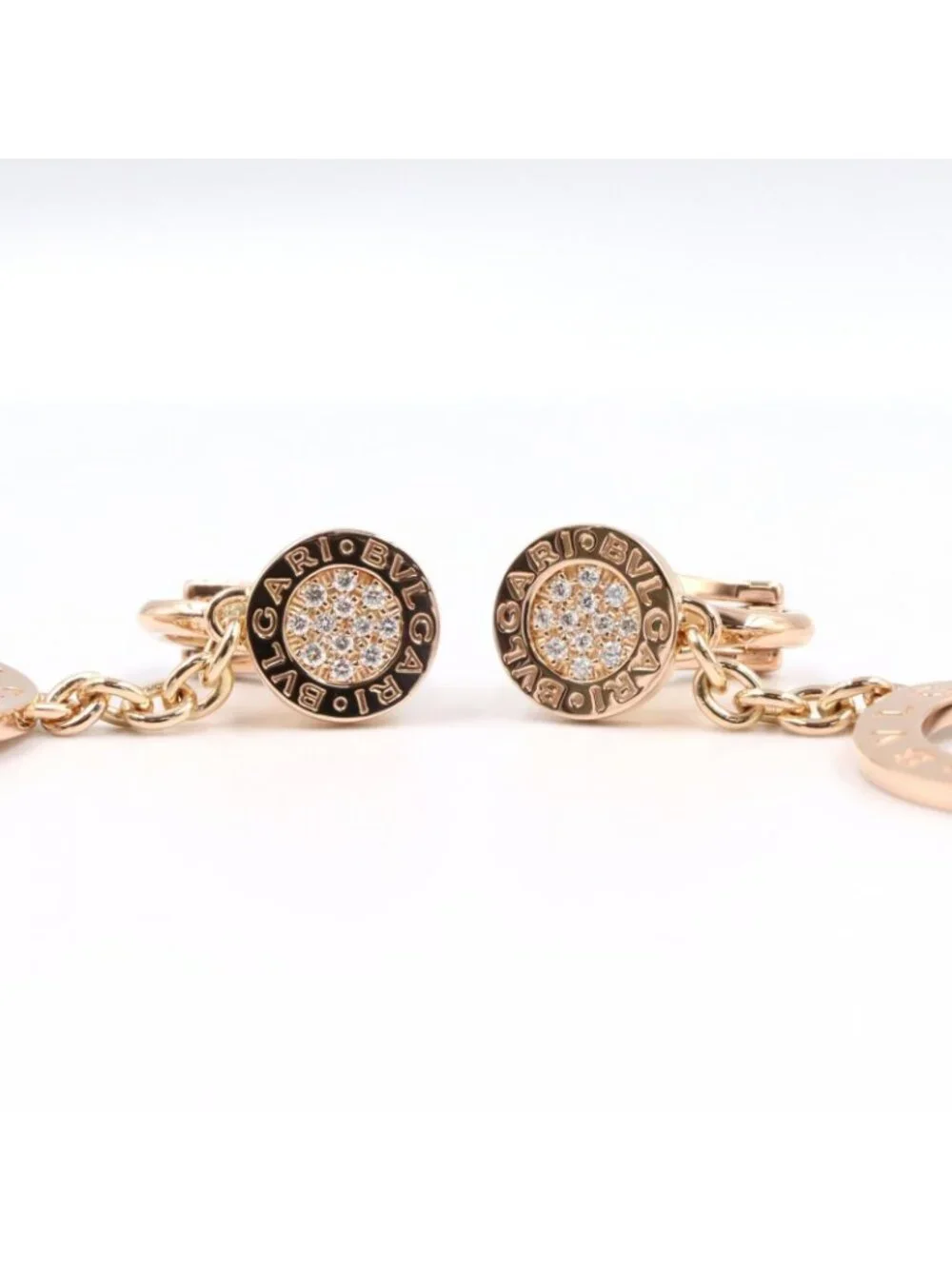 Bvlgari Earrings Pave Diamond 18K Pink Gold